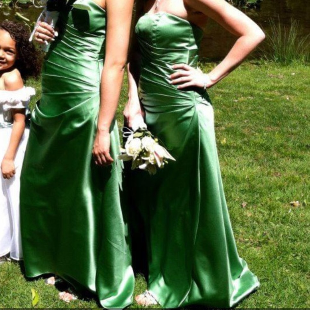 David’s Bridal strapless bridesmaid dress